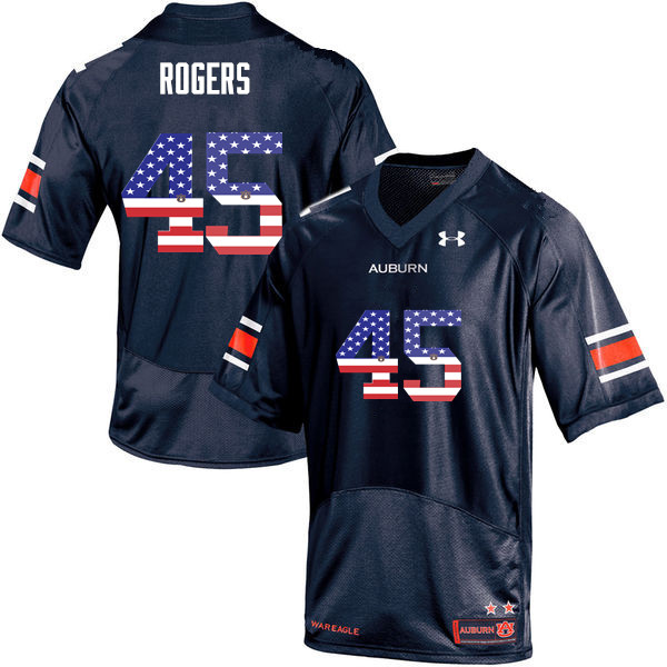 Auburn Tigers Men's Jacob Rogers #45 Navy Under Armour Stitched College USA Flag Fashion NCAA Authentic Football Jersey SPC7074DV